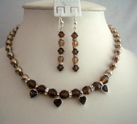Above $30 Jewelry - Vintage Necklace Set Genuine Swarovski Bronze ...swarovski necklace designs 