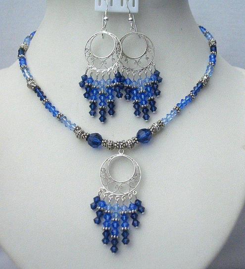 Sterling Silver Jewelry Genuine Swarovski Multi Color Of Sapphire Crystals w/ Bali Silver