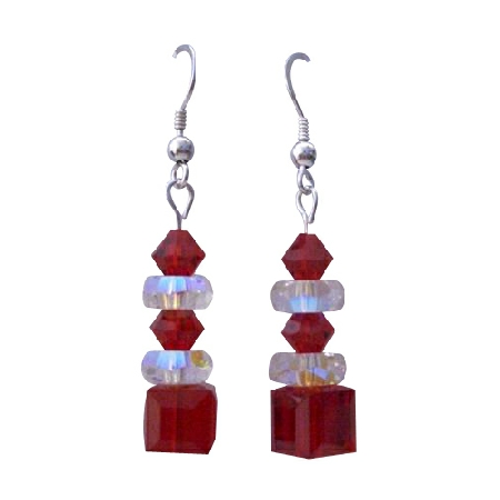 Passionate Valentine Siam Red Swarovski Crystal Chandelier Earrings