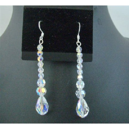AB Crystal Teardrop Pear Shaped (#5500 ) Swarovski Crystal Earrings