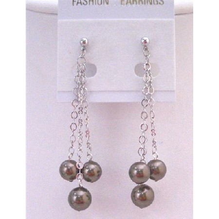 Fashionable Brown Chocolate Pearl Dangling Surgical Post Earrings
