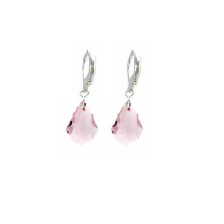 Baroque Crystal Multi Faceted Rose Crystal Earrings Sterling 92.5