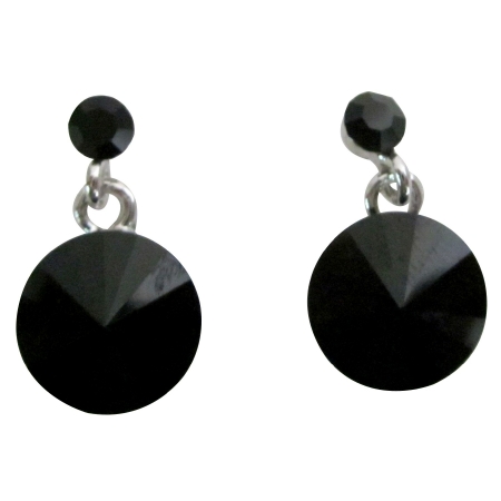 Formal Wear Gorgeous Black Crystal Stud Earrings