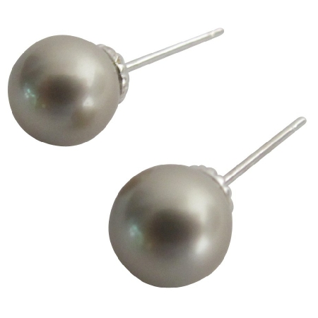 Perfect Pearl Stud Earrings Champagne Platinum for Bridal Parties