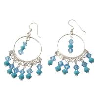 Handmade Genuine Aquamarine Crystals 92.5 Sterling Silver Earrings 