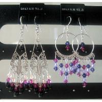 Mystic Pearls & Crystals w/ Purple Violet & Fuschia Pure Silver Earrings 