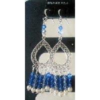 Sterling 92.5 Stamped w/ 100% Genuine Swarovski Sapphire Crystals & Pearls
