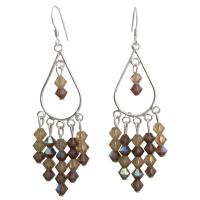 Genuine New Swarovski Topak Crystals & Sterling 92.5 Silver Chanderlier Earrings