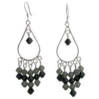 Genuine Jet & Black Diamond Swarovski TCrystals & Sterling 92.5 Silver Chanderlier Earrings