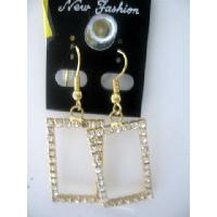 Simulated Gold Rectangle Earring full embedded CZ
