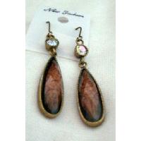 Artisian Earring in antique plated w/ Brown Agate 