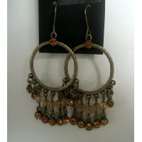Classic Antique Gold Plated Beautiful Ethnic Hook Earrings w/ Crystals Beads Dangling