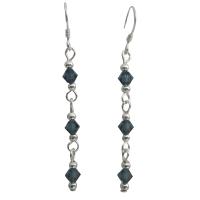 Sapphire Gorgeous Genuine Sterling Silver & Sapphire Crystals Earrings