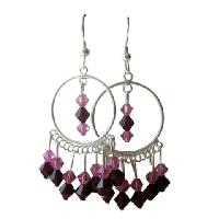Genuine Swarovski Rose & Garnet Crystals w/ Sterling Silver 92.5 Chandelier    