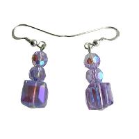 Crystals Earrings in AB Violet Swarovski Crystals Earrings Sterling Silver  