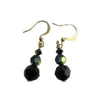 Swarovski Crystals Earrings Collection Genuine Swarovski AB Jet Crystals Sterling Silver Earrings   