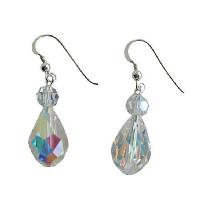Swarovski AB Crystals Earrings 20mm AB Crystals TearDrop Sterling Silver Earrings 