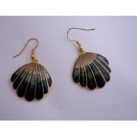 Vintage Hand Painted Dangle Earrings Gold Plated Hand Work Jewelry   