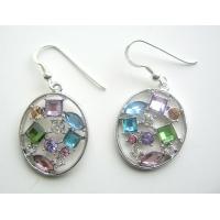 Multi Colored Crystals Hoop Earrings Earrings
