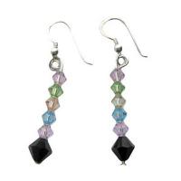 Multi Color Swarovski Crystals Earrings Sterling Silver Earrings