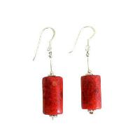 Coral Barrel Jeawelry 20mm Coral Barrel Earrings w/ Sterling Silver Tube   