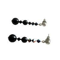 Mystic Pearls AB Jet Swarovski Crystals Earrings 