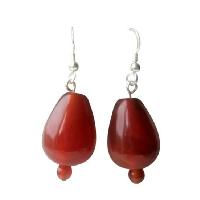 Carnelian Bead 18mm Sterling Silver 92.5 Earrings