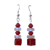Passionate Red Valentine Earrings Siam Red Swarovski Crystals w/ AB Spacer Sterling Silver 92.5 Chandelier Earrings Genuine Material