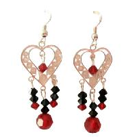 Sterling SIlver Heart Chandelier Earrings w/ Genuine Swarovski Crystals 