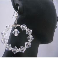 Clear Crystals Hoop Earrings Genuine Swarovsk Clear Crystals Sterling Silver Chandelier Earrings