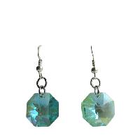 Octagon Crystals Swarovski Aquamarine Multifaceted Bead Crystals & Sterling Silver Earrings