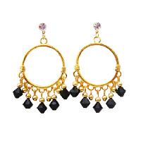 Black Jet Swarovski Crystals Chandelier 22k Gold Plated Chandelier Earrings