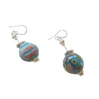 Versatile Venetian Glass Bead w/ Bali Silver Earrings Sterling Silver Earrings