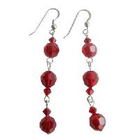 Sterling Silver Earrings Swarovski Siam Red Crystals Earrings