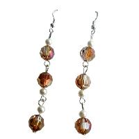 Sexy Stunning Swarovski Copper Crystals Chandelier Dangling Earrings Copper Round Sterling Silver Earrings 