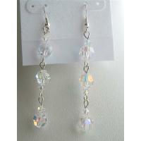 Swarovski Crystals Dangling Earrings AB Crystals Round Sterling Silver Earrings 