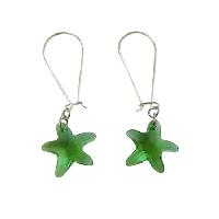 Star Fish Peridot Crystals Sterling Silver Hoop Earrings 