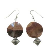 Jasper Stone Bead Earrings Sterling Silver Earrings 