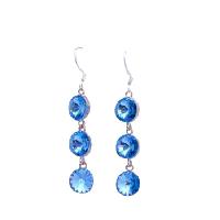 Aquamarine Crystals Round Beads 10mm w/ Genuine Sterling Silver 92.5 Hook Earrings  