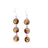 Colorado Crystals Dangle Earrings Round Crystals 10mm w/ Genuine Sterling Silver 92.5 Hook Earrings  