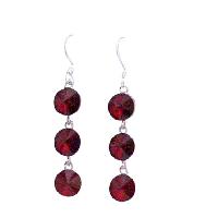 Dark Siam Red Swarovski Crystals Round Beads 10mm Earrings w/ Genuine Sterling Silver 92.5 Hook Earrings  