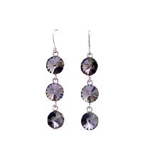 Black Diamond Swarovski Crystals Round Beads 10mm Sterling Silver Earrings  