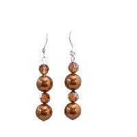 Swarovski Copper Crystals & Copper Pearls Earrings Silver 92.5 Earrings 