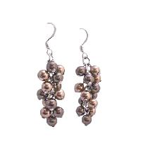 Two Pearls Color Earrings Bronze & Brown Pearls Earrings Genuine Swarovski Pearls Earrings 