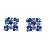 Sapphire Crystals Earrings Light and Dark Sapphire Crystals Embedded Flower Earrings  
