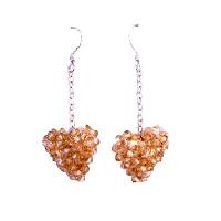 Golden Shadow PUffy Heart Earrings Genuine Swarovski Crystals Puffy Heart Earrings w/ Silver 92.5 Earrings 