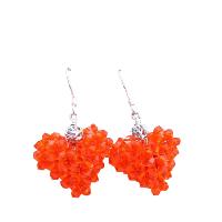 Hycinth Swarovski Crystals Puffy Heart Earrings Very Sexy Orange Heart Earrings 