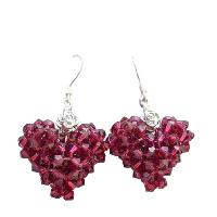 Ruby Sexy Puffy Heart Earrings Genuine Swarovski Crystals Puffy Heart Earrings