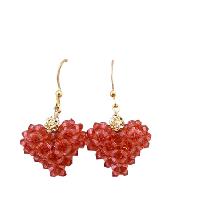 Padparascha Swarovski Crystals Gold Plated 22k Puffy Heart Genuine Swarovski Crystals Very Beautiful Earrings 