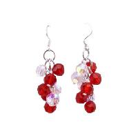 Sparkling Crystals Jewelry Lite Siam Red & AB Crystals Grape Bunch Earrings Round Crystals Bead Bunch Earrings